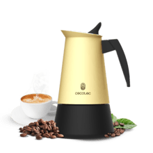 Cafetière Italienne Cumbia Mokclassic 600 - 450 Ml (9 Tasses), Aluminium Beige, Compatible Induction (filtre Inox)