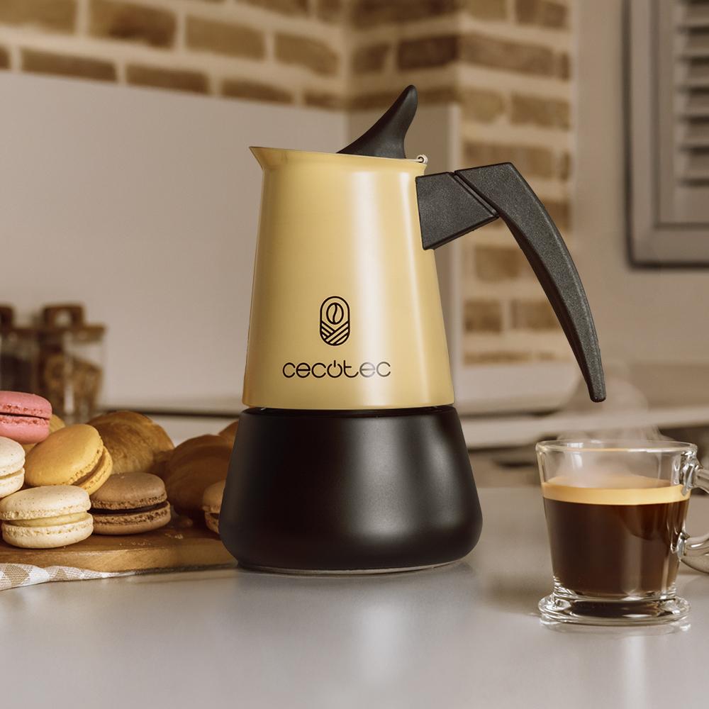 Cafetière Italienne Cumbia Mokclassic 600 - 450 Ml (9 Tasses), Aluminium Beige, Compatible Induction (filtre Inox) - 3
