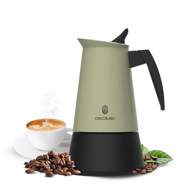 Cafetière italienne Piccolina 400 Green en acier inoxydable de haute qualité idéale pour 4 tasses de café.