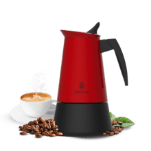 Piccolina 200 Red Cafetera italiana fabricada en acero inoxidable de alta calidad ideal para 2 tazas de café.