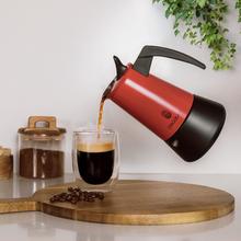 Piccolina 200 Red Cafetera italiana fabricada en acero inoxidable de alta calidad ideal para 2 tazas de café.