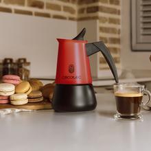 Piccolina 400 Red Italienische Kaffeemaschine aus hochwertigem Edelstahl, ideal für 4 Tassen Kaffee.
