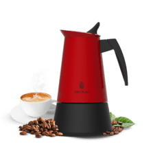 Piccolina 600 Red Cafetera italiana fabricada en acero inoxidable de alta calidad ideal para 6 tazas de café.