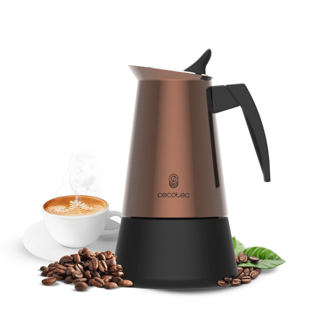 Piccolina 400 Bronze Cafetera italiana fabricada en acero inoxidable de alta calidad ideal para 4 tazas de café.