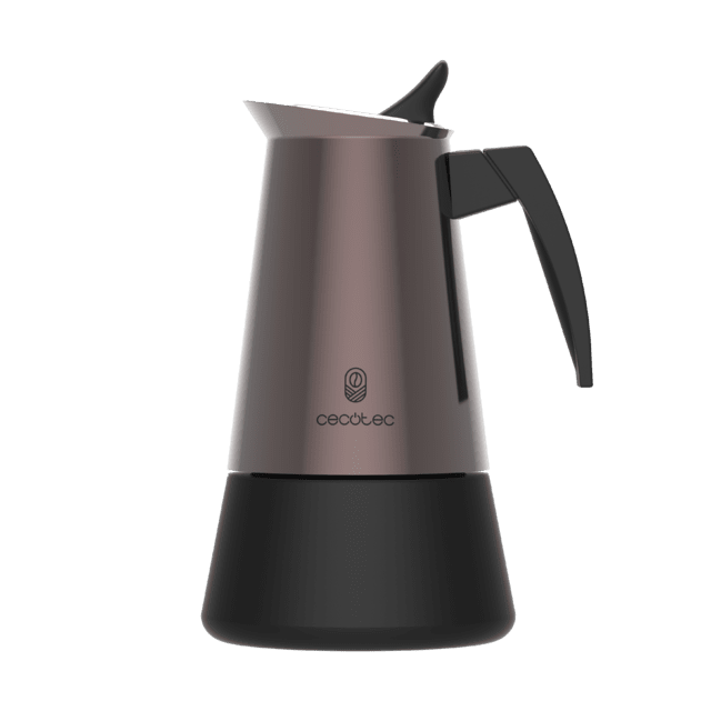 Piccolina 900 Bronze Cafetera italiana fabricada en acero inoxidable de alta calidad ideal para 10 tazas de café.