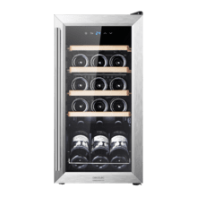 Bolero GrandSommelier 1550 Inox Compressor Vinoteca con puerta y tirador inox de 15 botellas de capacidad con sistema compresor de enfriamiento, temperatura regulable entre 5-18ºC y panel de control táctil.