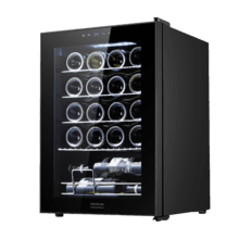 Bolero GrandSommelier 2050 Black Compressor Cave à vin noir, d'une capacité de 20 bouteilles, avec compresseur de réfrigération, température réglable entre 5 et 18 ºC et panneau de contrôle tactile.