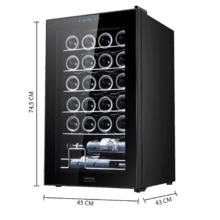 Bolero GrandSommelier 2450 Black Compressor Cave de vinhos preta com capacidade para 24 garrafas, com sistema de arrefecimento por compressor, temperatura regulável entre 5-18 ˚C e painel de controlo tátil.