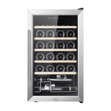 Bolero GrandSommelier 2450 Inox Compressor Vinoteca con puerta y tirador inox de 24 botellas de capacidad con sistema compresor de enfriamiento, temperatura regulable entre 5-18ºC y panel de control táctil.
