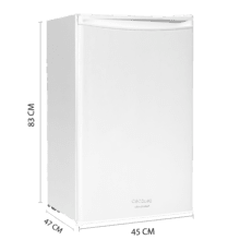 Bolero CoolMarket TT 90 White E Mini frigorífico sobremesa blanco 83cm alto y 47cm ancho, con 90L de capacidad, control de temperatura regulable y compartimento de conservación.