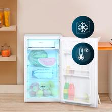 Bolero CoolMarket TT 90 White E Mini frigorífico sobremesa blanco 83cm alto y 47cm ancho, con 90L de capacidad, control de temperatura regulable y compartimento de conservación.