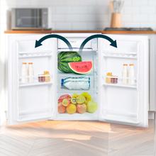 Bolero CoolMarket TT 90 White E Mini frigorífico sobremesa blanco 83cm alto y 47cm ancho, con 90L de capacidad, control de temperatura regulable y compartimento de conservación.