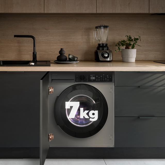 Bolero DressCode 750 BI Inverter Steel A Lavadora integrable inox de 7 kg de capacidad y 1200 rpm, 15 programas, clase A,  Motor Inverter Plus, SteamMax, Stain Match Pro, Allergy Care, Delay Start, aclarado extra, KidLock e indicador de eficiencia