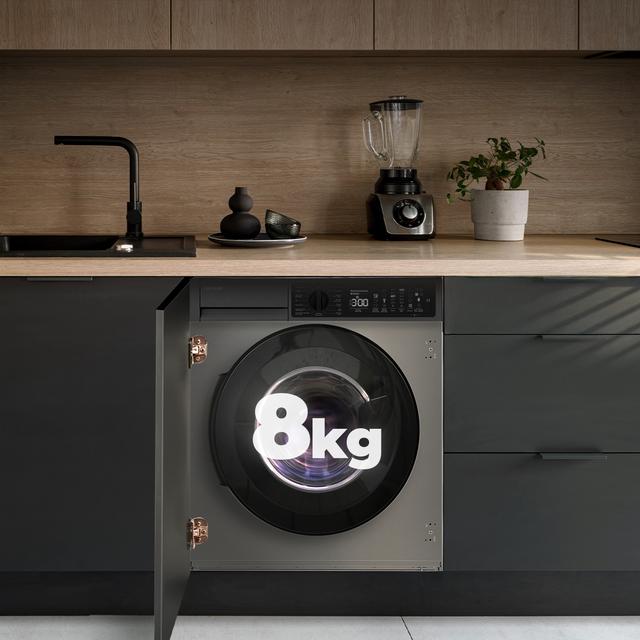 Bolero DressCode 850 BI Inverter Steel A Lavadora integrable inox de 8 kg de capacidad y 1400 rpm, 15 programas, clase A,  Motor Inverter Plus, SteamMax, Stain Match Pro, Allergy Care, Delay Start, aclarado extra, KidLock e indicador de eficiencia