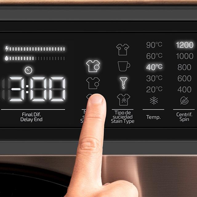 Bolero DressCode 850 BI Inverter Steel A Máquina de lavar roupa de encastre inox de 8 kg, 1400 rpm, 15 programas, classe A, motor Inverter Plus, SteamMax, Stain Match Pro, Allergy Care, Delay Start, enxaguamento extra, KidLock e indicador de eficiência.