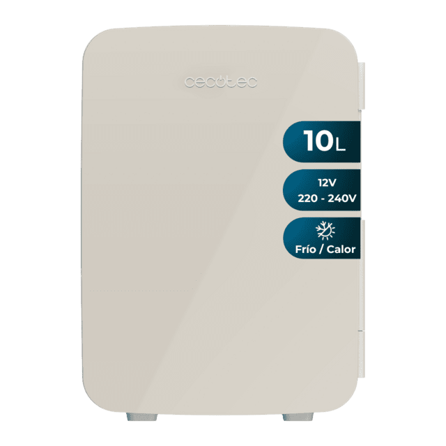 Bolero MiniCooling 10L Bahamas Beige Frigorífico con funcionamiento 12V-220V, compatible con coches y caravanas, función enfriamiento y calentamiento, rango temperatura de 7 a 65 ºC y transporte fácil.