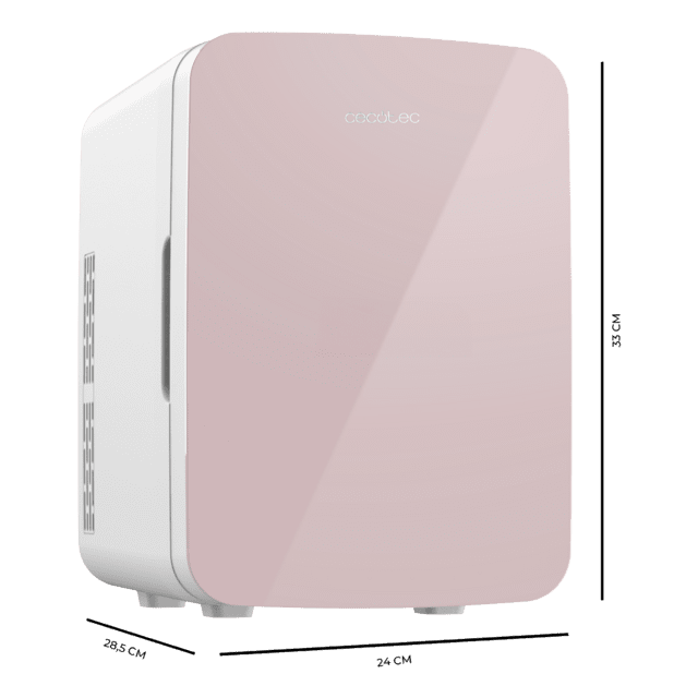 Bolero MiniCooling 10L Bahamas Pink Frigorifero MiniCooling Bahamas Pink da 10 litri, funzionamento a 12-220 V, compatibile con auto e camper, funzione di raffreddamento e riscaldamento con intervallo di temperatura da 7 a 65 °C e trasporto facile.