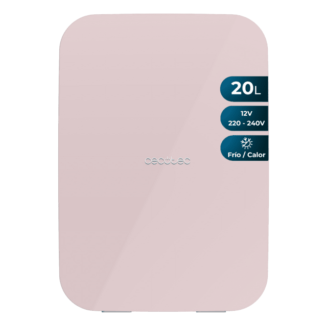 Bolero MiniCooling 20L Bahamas Pink Frigorifero MiniCooling Bahamas Pink da 20L, funzionamento a 12-220 V, compatibile con auto e camper, funzione di raffreddamento e riscaldamento con intervallo di temperatura da 7 a 65 °C e trasporto facile.