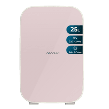 Bolero MiniCooling 25L Bahamas Pink Frigorifero MiniCooling Bahamas Pink da 25L, funzionamento a 12-220 V, compatibile con auto e camper, funzione di raffreddamento e riscaldamento con intervallo di temperatura da 7 a 65 °C e trasporto facile.