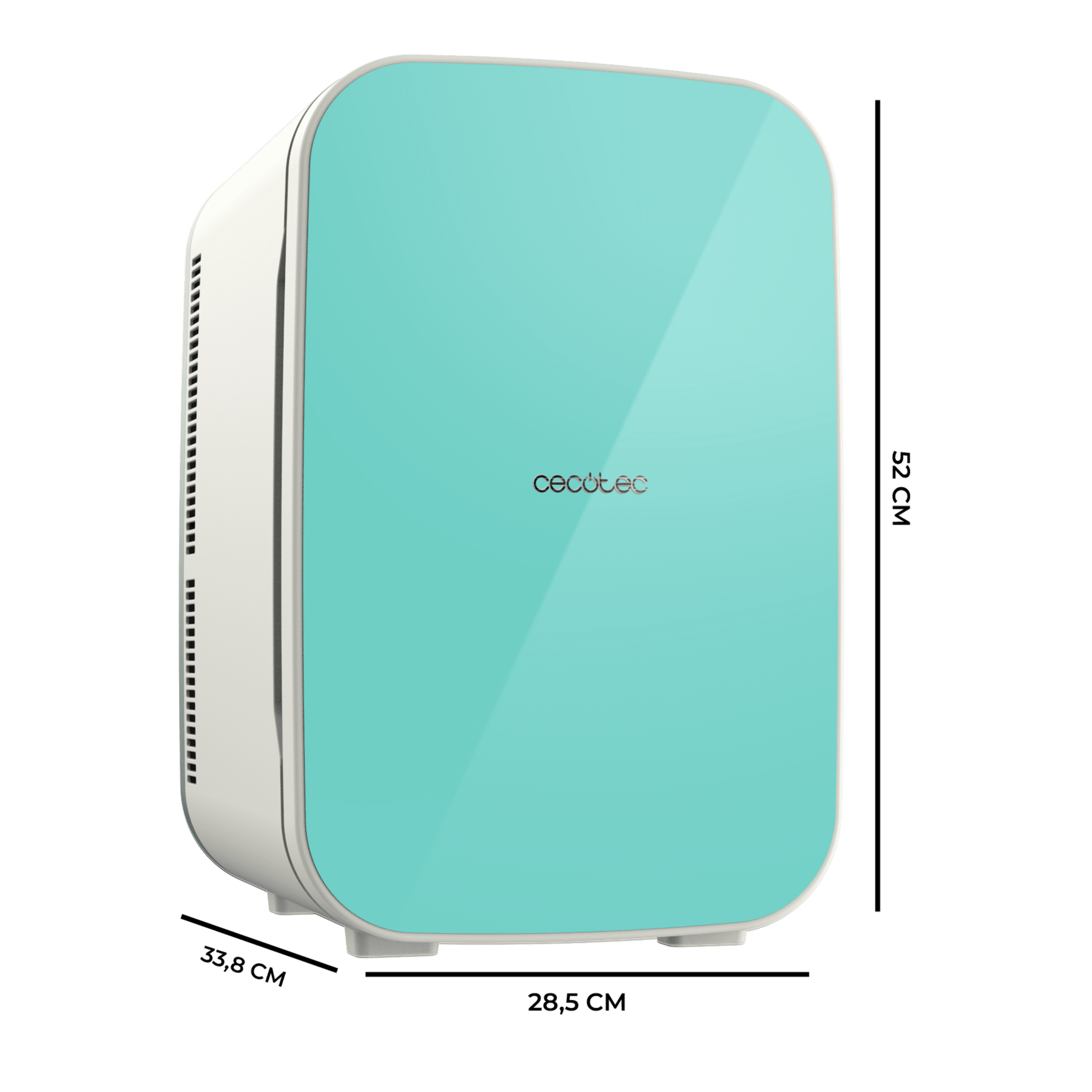Mini nevera CECOTEC Bolero MiniCooling 25L Bahamas Mint con medidas compactas 52 x 33,8 x 37 cm