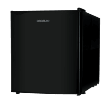 GrandCooler 20000 SilentCompress Black E Mini Frigorífico negro, compartimento congelador interior, capacidad de 46 Litros, 48,7 de ancho y 48 cm de alto, puerta reversible, funcionamiento cíclico, clase energética E