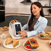 ToastPad Double Pro Screen Tostapane con touch screen LCD da 7'', controllo intelligente, connettività wifi e potenza di 1400W. Controllo individuale dei pannelli di riscaldamento, impostazione personalizzata del tempo e fino a 7 livelli di doratura per risultati perfetti.