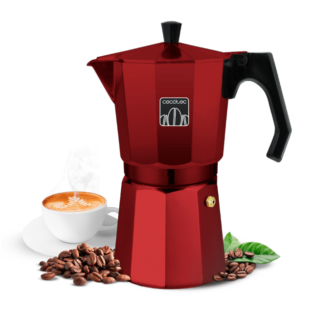 Mokclassic 300 Red Cafetière italienne en aluminium d'une capacité de 3 tasses de café de couleur rouge, qui convient pour différents types de cuisine.