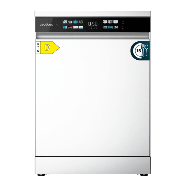 Bolero Aguazero 6210 D Lavavajillas Bolero de 60cm blanco, 15 cubiertos, Clase D, Patalla FullColor XXL, Tercera bandeja, 8 programas, Dual Zone Wash, Electronic Aquastop, Dry+, Bandeja Ajustable, Machine Care, Media Carga, Delay Start y Child Lock.