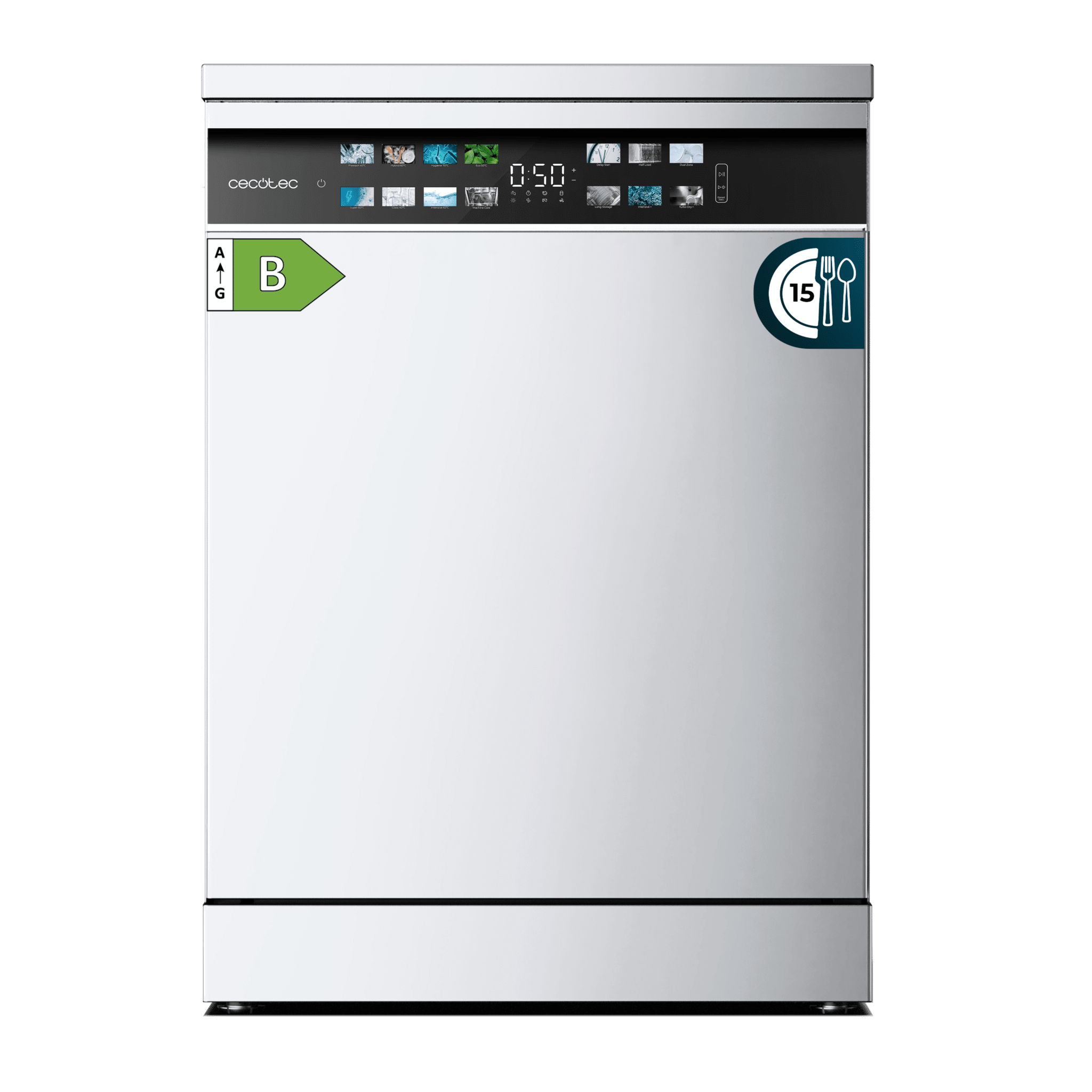 Bolero Aguazero 6700 B Lavavajillas Bolero de 60cm blanco, 15 cubiertos, Clase B, Motor Inverter Plus, Pantalla FullColor XXL, 8 programas, O2 Dry, Turbo Dry+, Dual Zone Wash, Long Storage, Bandeja Ajustable, Machine Care, Media Carga y bandeja para cubiertos