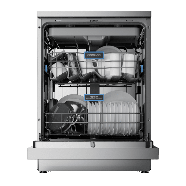 Bolero Aguazero 6700 Inox B Lavavajillas Bolero de 60cm inox, 15 cubiertos, Clase B, Motor Inverter Plus, Pantalla FullColor XXL, 8 programas, O2 Dry, Turbo Dry+, Dual Zone Wash, Long Storage, Bandeja Ajustable, Machine Care, Media Carga y bandeja para cubiertos