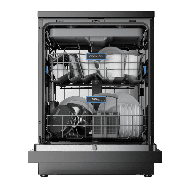 Bolero Aguazero 6700 Inox B Bolero Máquina de lavar louça 60cm em aço inox, 15 tampas, Classe B, Motor Inverter Plus, Tela XXL FullColor, 14 programas, O2 Dry, Turbo Dry+, Dual Zone Wash, Long Storage, Bandeja Ajustável, Machine Care, Meia Carga e bandeja de talheres