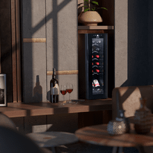 Bolero GrandSommelier 1250 CoolCrystal Compressor Vinoteca de libre instalación, capacidad para 12 botellas, ajuste temperatura 8-18ºC, 25 cm de ancho y 79,5 cm de alto, display táctil e iluminación LED interna.