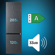Bolero CoolMarket Combi 405 WL Elite Silex Stone A - Frigorífico Combi Silex Stone con interior Elite Grey y MAX INSIDE, Full LED Wall, Fresh Flex, FlexiRacks, Display Full Color, Total NoFrost, Puerta Reversible, Compresor Inverter Plus, Ultra Silencioso 33dB, Modo ECO, Ultra Fast Freezing, Fast Cooling, Clase Energética A.