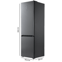 Bolero CoolMarket Combi 405 WL Elite Silex Stone A - Frigorífico Combi Silex Stone con interior Elite Grey y MAX INSIDE, Full LED Wall, Fresh Flex, FlexiRacks, Display Full Color, Total NoFrost, Puerta Reversible, Compresor Inverter Plus, Ultra Silencioso 33dB, Modo ECO, Ultra Fast Freezing, Fast Cooling, Clase Energética A.