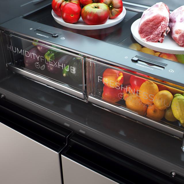 Bolero CoolMarket 4D 503 Inox E Frigorífico 4 Puertas Inox, 503 Litros, 177.5x85.3x69.8cm, Clase E, Compresor Inverter, Interior Gris, MetalFlexCooling, Cajón Temperatura Variable 0ºC a 7ºC, Cajón Regulación Humedad, Display a Color, NoFrost, MultiAirFlow, FastCooling, FastFreezing, Alarma, Modo ECO, Luz LED