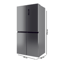 Bolero CoolMarket 4D 503 Inox E Frigorífico 4 Puertas Inox, 503 Litros, 177.5x85.3x69.8cm, Clase E, Compresor Inverter, Interior Gris, MetalFlexCooling, Cajón Temperatura Variable 0ºC a 7ºC, Cajón Regulación Humedad, Display a Color, NoFrost, MultiAirFlow, FastCooling, FastFreezing, Alarma, Modo ECO, Luz LED