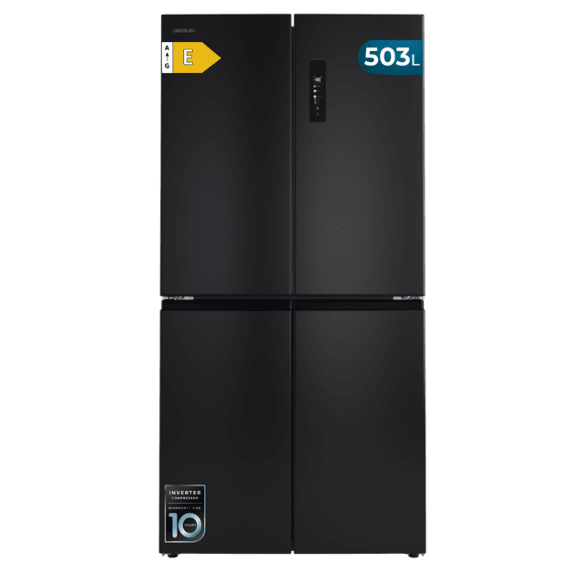 Bolero CoolMarket 4D 503 Dark E Frigorífico 4 Puertas Dark, 503 Litros, 177.5x85.3x69.8cm, Clase E, Compresor Inverter, Interior Gris, MetalFlexCooling, Cajón Temperatura Variable 0ºC a 7ºC, Cajón Regulación Humedad, Display a Color, NoFrost, MultiAirFlow, FastCooling, FastFreezing, Alarma, Modo ECO, Luz LED