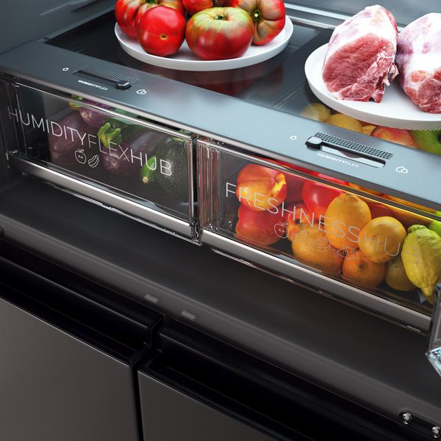 Bolero CoolMarket 4D 503 Dark E Frigorífico 4 Puertas Dark, 503 Litros, 177.5x85.3x69.8cm, Clase E, Compresor Inverter, Interior Gris, MetalFlexCooling, Cajón Temperatura Variable 0ºC a 7ºC, Cajón Regulación Humedad, Display a Color, NoFrost, MultiAirFlow, FastCooling, FastFreezing, Alarma, Modo ECO, Luz LED