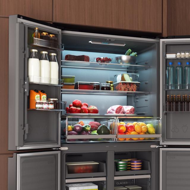 Bolero CoolMarket 4D 503 Dark E Frigorífico 4 Puertas Dark, 503 Litros, 177.5x85.3x69.8cm, Clase E, Compresor Inverter, Interior Gris, MetalFlexCooling, Cajón Temperatura Variable 0ºC a 7ºC, Cajón Regulación Humedad, Display a Color, NoFrost, MultiAirFlow, FastCooling, FastFreezing, Alarma, Modo ECO, Luz LED