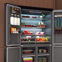 Bolero CoolMarket 4D 503 Black Glass E Frigorífico 4 Puertas Cristal Negro, 503 Litros, 177.5x85.3x69.8cm, Clase E, Compresor Inverter, Interior Gris, MetalFlexCooling, Cajón Temperatura Variable 0ºC a 7ºC, Cajón Regulación Humedad, Display a Color, NoFrost, MultiAirFlow, FastCooling, FastFreezing, Alarma, Modo ECO, Luz LED