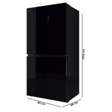 Bolero CoolMarket 4D 503 Black Glass E Frigorífico 4 Puertas Cristal Negro, 503 Litros, 177.5x85.3x69.8cm, Clase E, Compresor Inverter, Interior Gris, MetalFlexCooling, Cajón Temperatura Variable 0ºC a 7ºC, Cajón Regulación Humedad, Display a Color, NoFrost, MultiAirFlow, FastCooling, FastFreezing, Alarma, Modo ECO, Luz LED