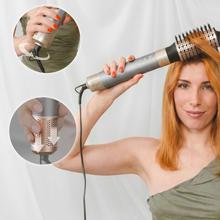 CeramicCare 14in1 AirGlisse Champagne Moldeador multifunción 14 en 1 con tecnología Coanda que moldea, riza, peina, seca y elimina el efecto frizz. Con 3 velocidades, 3 temperaturas, y control inteligente del calor. Motor digital 1400 W de potencia y 110000 rpm. Cabezales con revestimiento de cerámica y keratina.