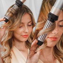 Bamba CermicCare 14in1 AirGlam Aluminum 14-in-1-Multifunktions-Haarstyler mit Coanda-Technologie zum Formen, Locken, Stylen, Trocknen und Beseitigen von Frizz. Sie verfügt über 3 Geschwindigkeiten, 3 Temperaturen und eine intelligente Wärmeregelung. Digitaler Motor mit 1400 W Leistung und 110.000 U/min. Köpfe mit Keramik- und Keratinbeschichtung.