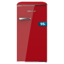 Bolero CoolMarket TT Origin 95 Red E Mini frigorífico retro rojo de 89 cm de alto y 49 cm de ancho con capacidad de 95L, clase energética E, Icebox y tirador cromado.