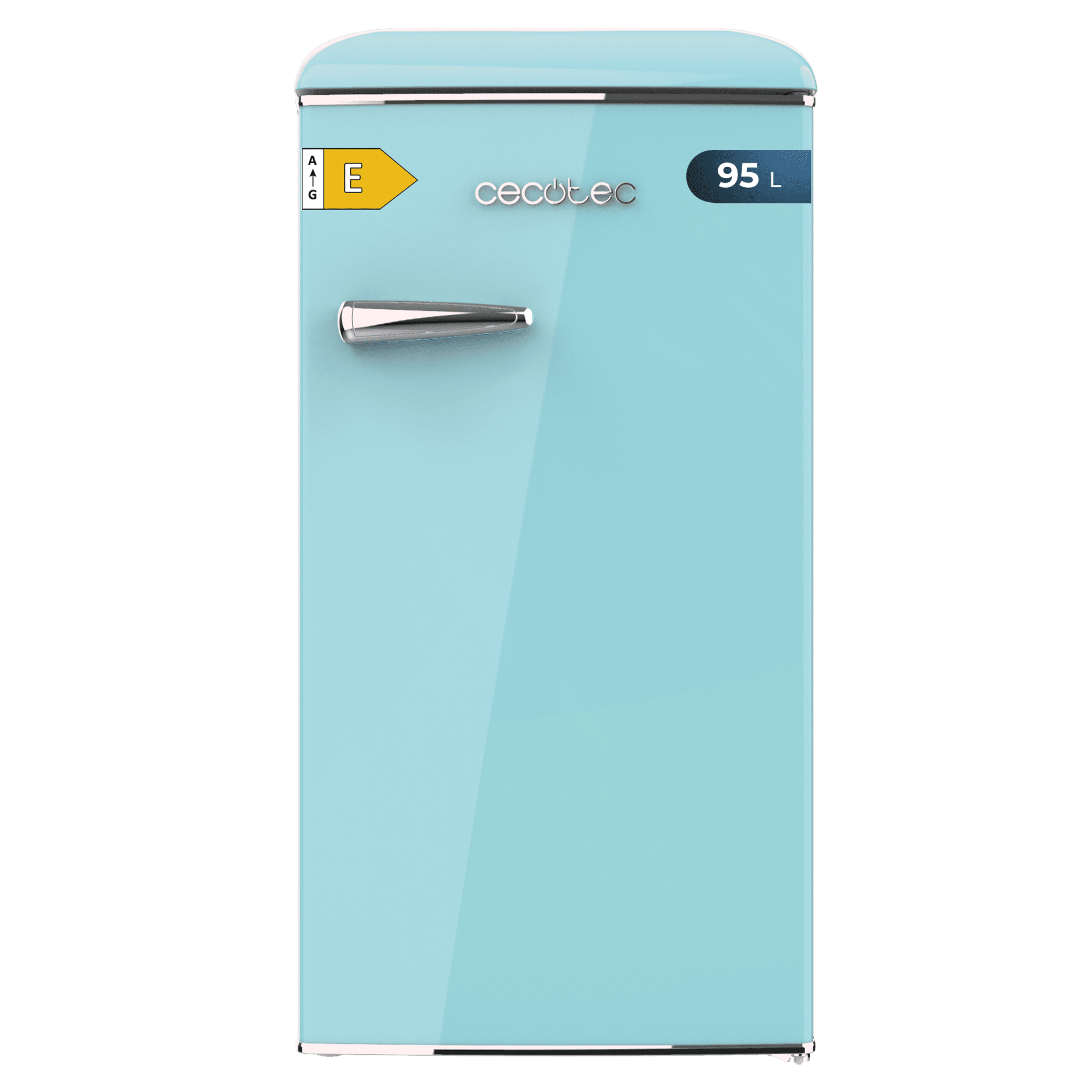 Bolero CoolMarket TT Origin 95 Blue E Mini-frigorífico retro azul com 89 cm de altura e 49 cm de largura com capacidade de 95 L, classe energética E, IceBox e pega cromada.