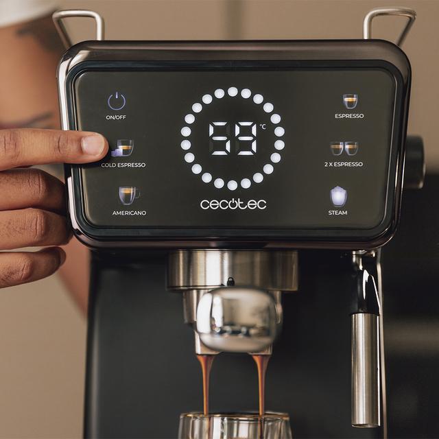 Power Espresso Touch ColdBrew Machine à café expresso et cappuccino, café à froid, avec 20 bar et buse vapeur réglable.