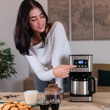 Coffee 66 Drop & Thermo Time Tropfkaffeemaschine aus Edelstahl mit einer Kapazität von bis zu 10 Tassen.