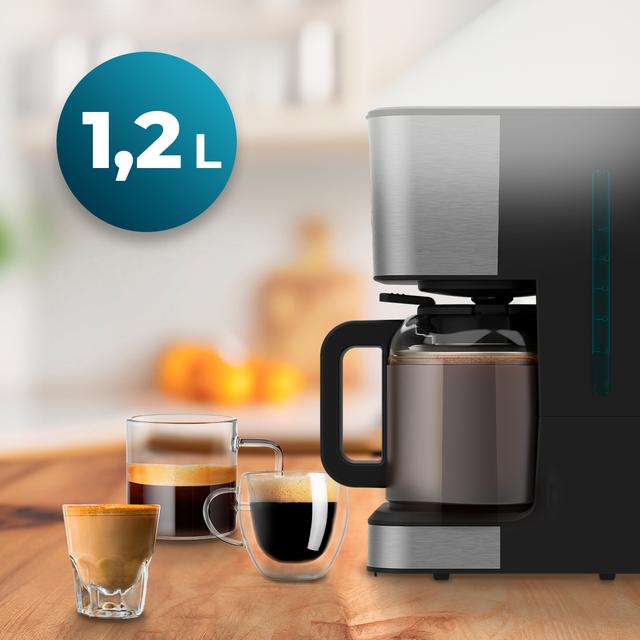 Coffee 66 Drop & Thermo Time Máquina de café de gotejamento em aço inoxidável com capacidade para até 10 chávenas.