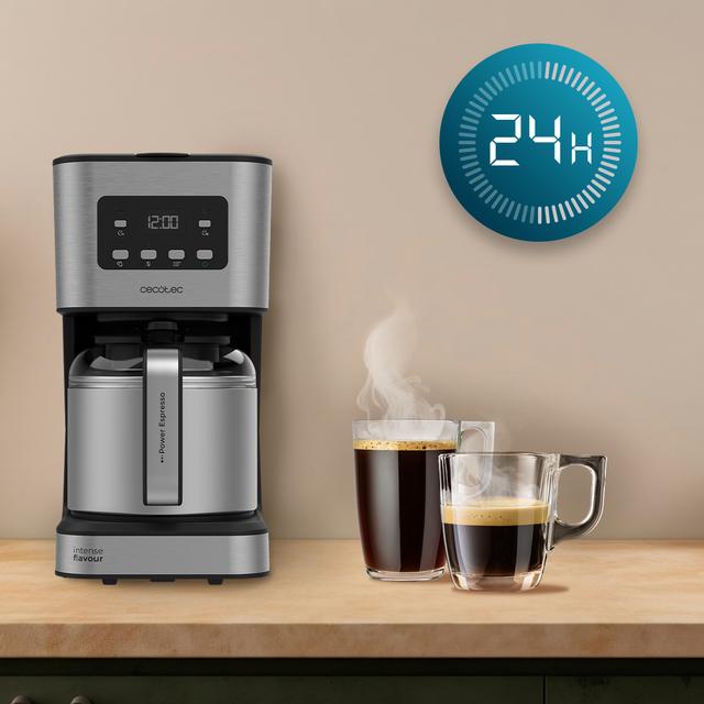 Coffee 66 Drop & Thermo Time Máquina de café de gotejamento em aço inoxidável com capacidade para até 10 chávenas.