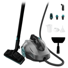 HydroSteam 2000 EasyHome Max Vaporeta de trineo con potencia de 2000W. Limpia y desinfecta para acabados perfectos. Hasta 150 minutos de trabajo continuo ininterrumpido. Depósito XXL de 2l . 5 bares de presión. Kit de 16 accesorios. Limpia en cualquier superficie